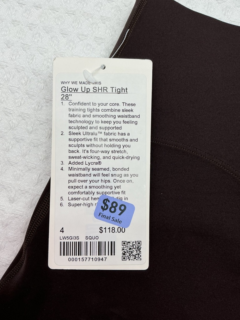 lululemon glow up shr tight 28” brown - Picture 3 of 7